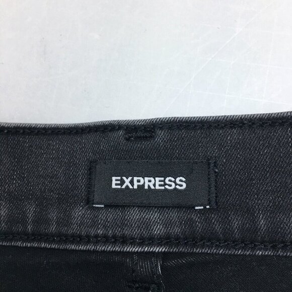 Express Women's Jeans Faded Black High Rise Flare Leg Frayed Hems size 4 - Picture 7 of 9